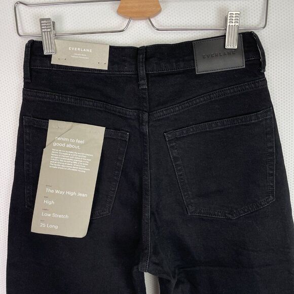 Everlane The Way High Straight Leg Organic Cotton Jean Coal Black Tall 25 - Picture 5 of 9